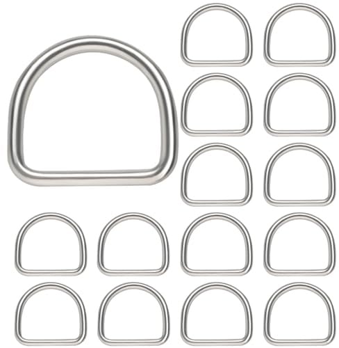loghohu 15 Stück D Ring, D Ringe 25mm, Edelstahl D Ring Mehrzweck-D Ringe aus Metall halbrund für Hardware, Taschen, Ringe, Handarbeiten, Zubehör, 22mm x 25mm