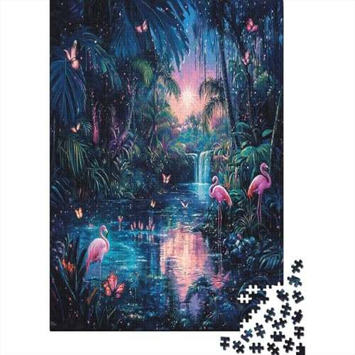 Hölzern Puzzle 2025, Adventskalender Puzzle 1000 Hölzern Teile Weihnachtskalender 2025 Männer Frauen Geschenke Jigsaw Puzzle Adventskalender Geschenke - Flamingo