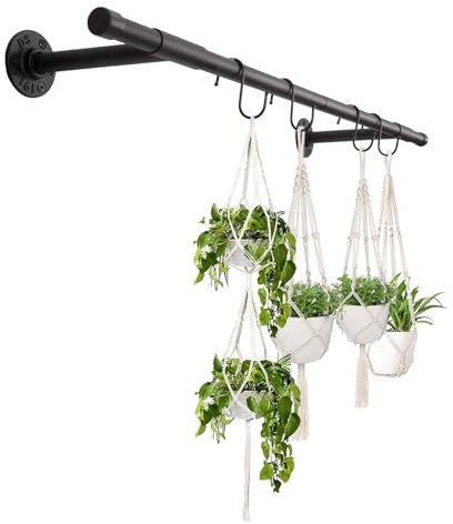 YASAJI Hanging Planters for Indoor Plant Holder Window Plant Shelves Metal Rod(Pot&Plant Not Included) Black