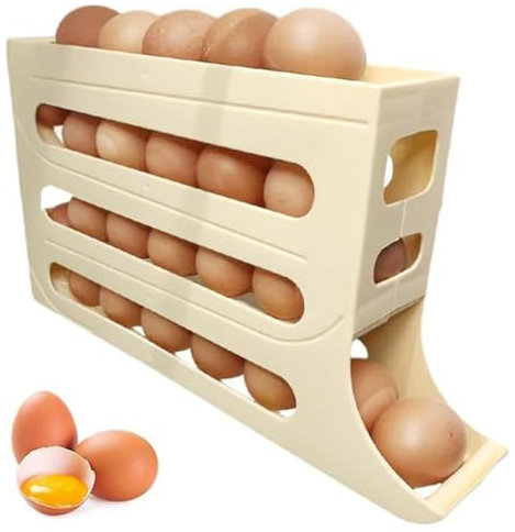 Eierbehälter für Kühlschrank, 4 Etagen Automatisch Rollender Stapelbarer Eier Organizer, Eier Aufbewahrung Kühlschrank Eierhalter Kühlschrank Eier Aufbewahrung für Eieraufbewahrung