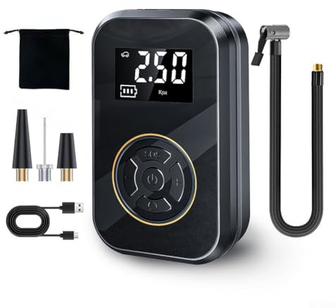 MeevrgR Portable Tire Inflator, 3000mAh Rechargeable Electric Air Compressor - Fast 10s Inflation, Auto Shutoff & LCD Display for Car, Bike, Motorcycle (Black, 7.09x3.35x1.89in)(ordinary)