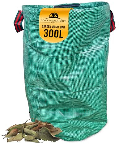Garden Bags Heavy Duty with Handles - Reusable Garden Waste Bags Heavy Duty for Plant, Grass, Dirt, Leaves Collection, Waste Bags Reusable (Pack of 1, 300L)