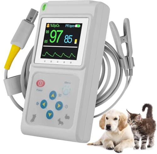 Mavdecll Handheld-Pulsoximeter Für Den Tierärztlichen Gebrauch, Messung Der Sauerstoffsättigung Und Herzfrequenz Von Haustieren, Mit Sonde Und USB-Kabel, Sicher Und Nicht-invasiv, Für Hunde, Katzen