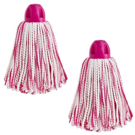MAYA Fregona Light Pro. Limpieza Eficiente y Duradera para Superficies Lisas. 100 % Microfibra. Super Absorbente y Escurrefacil. Rosca Universal. Pack de 2 Fregonas (Rosa)
