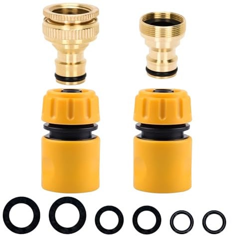 Universal Kitchen Hose Tap Connector Fitting, Outdoor Outside Tap Connector Mixer Tap Adapter Kit & Hose Quick Connectors Faucet Hosepipe Attachments for Garden Hosepipe Kitchen Sink (Brass Mixer)