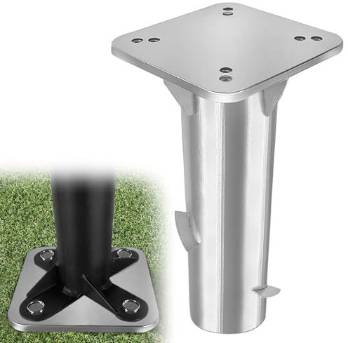 QEENTOE Universal Bodenhülse Bodenplatte für Sonnenschirme Sonnenschirmständer aus Stahl Bodenhülse für Ampelschirme Bodenhülse für Kurbelschirm Außen Robust Bodenanker - Silber