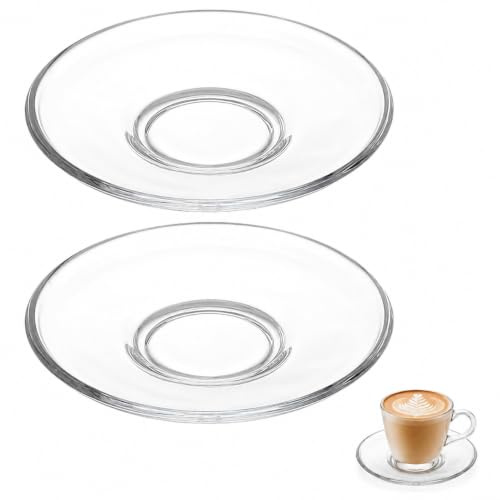 BESTYASH Glasuntertassen 2er-Set, 12 cm Rund aus Glas | Transparente Unterteller für Tee, Kaffee, Snacks und kleine Vorspeisen