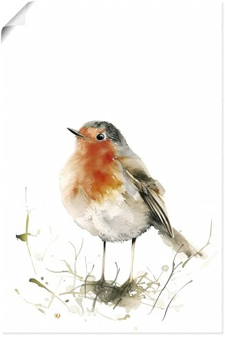ARTLAND Wanddeko Poster & Kunstdrucke Wandposter 20x30 cm Aquarell aesthetic room decor Rotkehlchen Vogel Singvogel Natur U5QX