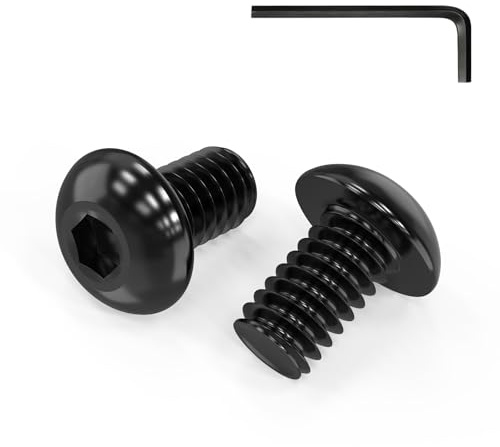 Zynthor 50Pcs M5 Bolts, M5 x 8mm Button Head Socket Cap Bolts Screws | Allen Hex Drive, Carbon Steel, Black Oxide, with Hex Spanner