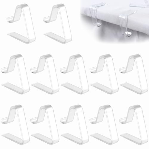 ZFRITP Ensemble De 12 Pince Nappe,Pince pour Nappe De Table,Pinces À Nappe en Plastique Transparent, Adaptées Aux Tables De 3,5 À 5 Cm D'Épaisseur, pour, Mariages, Restaurants Et Accroche Nappe
