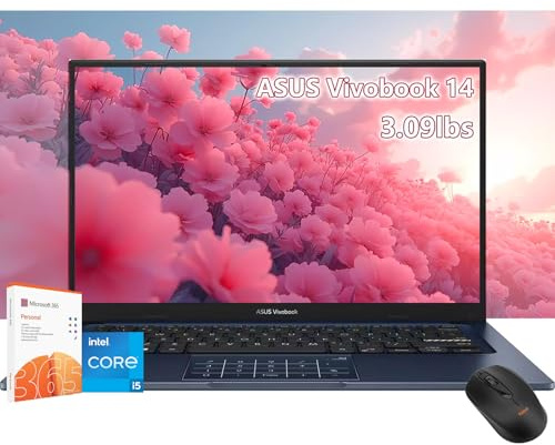 ASUS Vivobook - Laptop de 14 pulgadas, Intel Core i5-1334U Beat i7-1265U, 16 GB de RAM, SSD de 512 GB, Windows 11 Office365 incluido, pantalla FHD de 14 pulgadas, computadora portátil, colegio, azul
