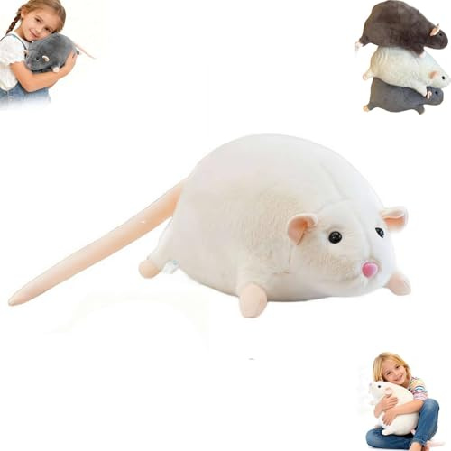 Jumbo-Ratten-Plüsch, 2026 Chonky Ratten-Plüsch, realistisches süßes R-at-Kissen, weiches riesiges R-at Plüschkissen, weiches Stofftier für Geburtstag, Weihnachtsdekoration und Puppengeschenk