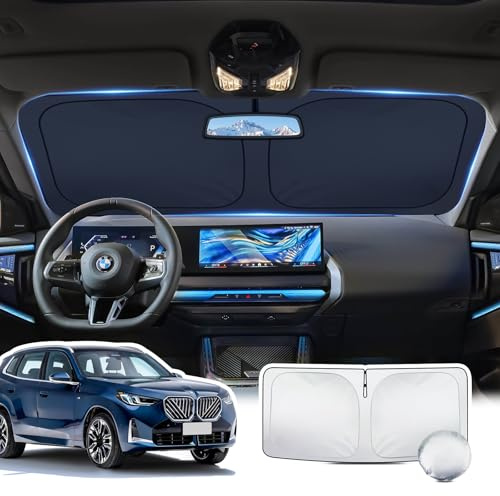 LANGBEAN [Actualizado] Parasol para Parabrisas BMW 5er G30 G31 G38 X3 G45 X1 F48, Parasol Plegable Bloquea Rayos UV & Calor, Protector Visor Solar Accesorio Verano