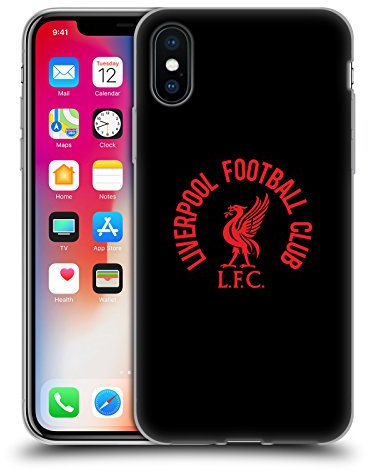 Head Case Designs Officially Licensed Liverpool Football Club Red LFC On Black Liver Bird Gel Case [Military Grade Protection] Compatible With Apple iPhone X/iPhone XS