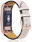 Mornex Für Charge 2 Armband, echte Leder Armbänder, Unisex Ersatzband mit Metall Konnektoren(5,5-8,1), Rose Gold & Helles Beige
