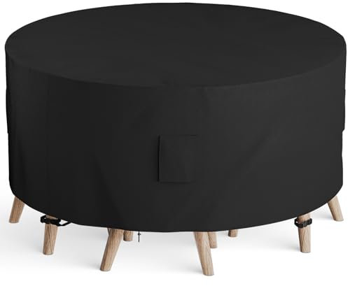 F Fellie Cover Runde Abdeckung Gartenmöbel Winterfest Abdeckplane Gartenmöbel 185 x 110cm Gartenmöbel Abdeckung Wasserdicht Abdeckhaube Gartenmöbel Anti-UV Gartenmöbel Abdeckung 420D Oxford Gewebe