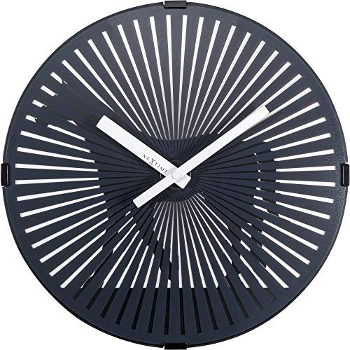NeXtime Designer Wanduhr Walking Horse, mit optischer Illusion - Pferd läuft, 3218 Schwarz 30 x 7 x 30