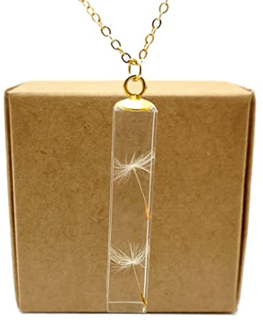 Dente di leone con 2 Desideri Esprimi un desiderio Tarassaco Vero Fiori 3D Cubo Resina Placcato Oro 18k Collane Con pendenti Donna Handmade