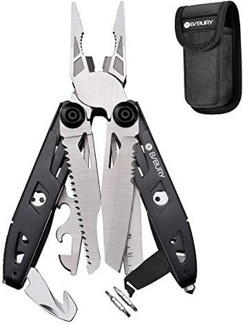 BIBURY 18 in 1 Multitool zang, Faltbares Multitools Edelstahl werkzeug, Multifunktionale mit Schraubendreher,Schneider, Flaschenöffner und Karabiner für Camping, Reparieren, Geschenke für Männer