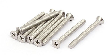 sourcing map Tornillos de máquina M5x50mm 316 de acero inoxidable de cruz cabeza plana 10 piezas