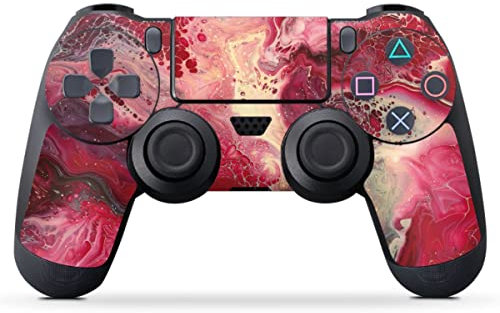 DeinDesign Skin kompatibel mit Sony Playstation 4 Controller Folie Sticker pink Abstrakt Marmor