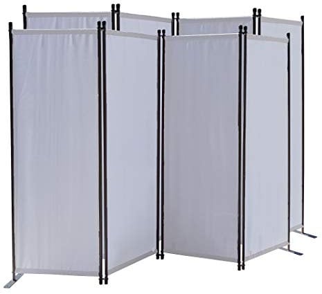 QUICK STAR 2 Stück Paravent 4 Teilig 165 x 220 cm Stoff Raumteiler Trennwand Balkon Sichtschutz Stellwand Faltbar Weiß