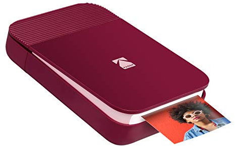 KODAK Smile Imprimante numérique instantanée - Mini imprimante Bluetooth rétractable pour iPhone et Android - Papier 2x3 ZINK -Rouge
