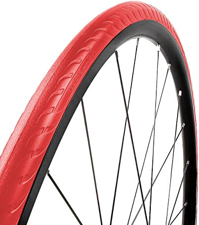 Tannus Cubierta 100% Antipinchazos 700x25c (25-622) Airless Tire New Slick | Neumático Sólido para Bici Carretera, Color Volcano (Rojo), Dureza Hard