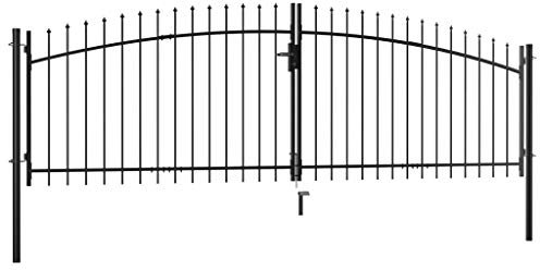 Festnight Doppelflügel-Gartentor mit Speerspitzen Doppelflügeltor 400 x 150 cm