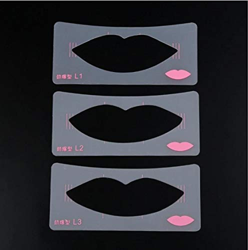 AMOYER 3pcs / Set Lippen Stencil-Schablonen-Karte Grinding Eva Lip Mund DIY Stencil-Schablonen-Karte zeichnen Karte Kosmetik Make-up-Tools