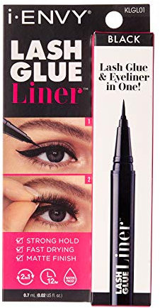 i-ENVY 2 in 1 Lash Glue Liner, Eyelash Adhesive & Eyeliner in One (0.02 Oz), Quick Precise Application, Fast Drying Matte Finish, Strong Hold for Lash Cluster, Strip Lash Extension (Black)