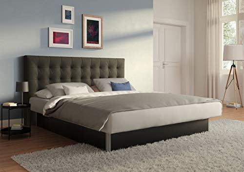 SuMa - Wasser Bett 180x200 dual freistehend m. Sockel schwarz und Kopfteil Nuevo, Farbe anthrazit 180x200 cm