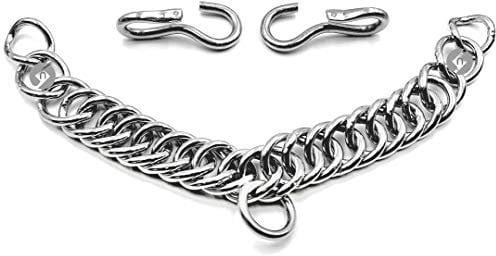 OTTE Curb Chain with Hooks Double Link Stainless Steel for Equestrian Horse Bits Snaffle Pelham