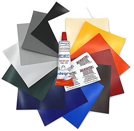 Set di riparazione teloni per camion, dimensioni: 50 x 50 cm, con adesivo in PVC, rosso carminio