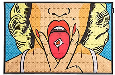 PSYWORK Schwarzlicht Stoffposter Neon | LSD Girl Blotter Art | 0,6 x 0,9m | UV-aktiv | fluoreszierend | Wandbehang Stoffbanner Poster Wandbild Kunstdruck Dekobild Dekoration Wandteppich