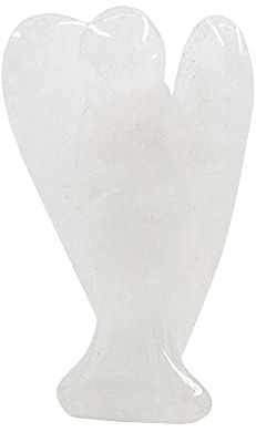 Ouubuuy Handgeschnitzter Kristallengel, Pocket Guardian Natural Edelstein Statue Minifigur Dekoration für Frieden, Liebe, Glück und Heilung 1,5 Zoll weiße Jade