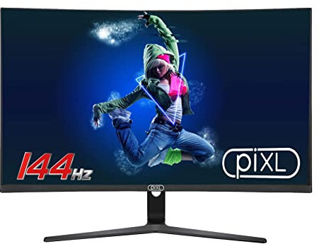 piXL CM27GF6 27 Inch Curved Monitor, 144Hz / 165Hz, 5ms Response Time, HDR, Frameless, Freesync/G-Sync, HDMI, Display Port, Black with RGB Lighting, VESA Mount