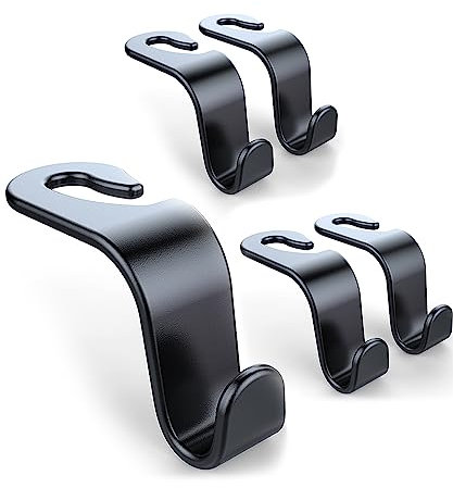 Guokoo Auto Hooks, 4 Pcs Car Storage Organiser Bag Hooks, Car Seat Headrest Hanger for Hang Bag Handbag Plastic Multifunctional Heavy Duty Storage Hooks (Black)