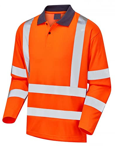 DURUS WORKWEAR Mens Hi Vis L/S Polo Top - HV5139 Orange