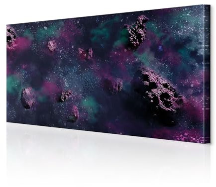 decomonkey Bilder Abstrakt Kosmos 140x70 cm 1 Teilig Leinwandbilder Bild auf Leinwand Vlies Wandbild Kunstdruck Wanddeko Wand Wohnzimmer Wanddekoration Deko Weltall Galaxie Violett Türkis