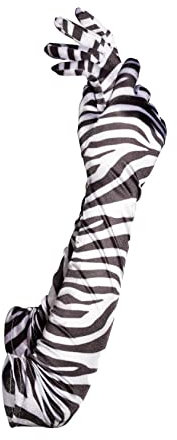 Tierprint Handschuhe Lange Handschuhe Damen Schwarz Weiß, Schwarz, Weiß