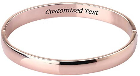 MILAKOO Edelstahl Armreif Damen Roségold Armband 8mm Frauen Armreifen mit Gravur Personalisiertman