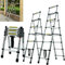 Telescopic Ladder, Portable 6+7 Step Aluminium Extension Ladder, A-Frame Multi-Purpose Anti-Slip Extendable Loft Ladder Folding Ladder Lightweight Collapsible Ladder, Max Load 150kg, EN131 (2m+2.3m)