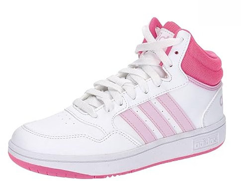 adidas Unisex Kids Hoops Mid Shoes, Cloud White/Orchid Fusion/Lucid Pink, 4.5 UK
