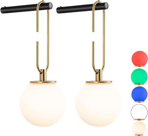 Wall Sconces Battery Operated Wall Lamp Set Of 2 Dimmable,Battery Powered Wall Light Fixtures With Remote Control-non Hardwired Sconce-Easy To Install-for Bedroom Farmhouse Bedside Reading Light ( Col