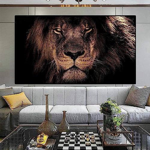 MHLCMG Leinwand Malerei Afrikanische Löwen Bilder Wandkunst Tiere Löwen Poster Kunstdruck Bild Wand Wohnzimmer Schlafzimmer Dekor Kein Rahmen (80X120CM)