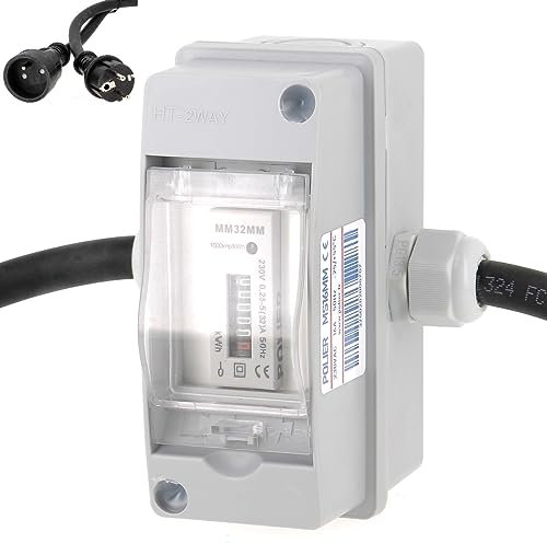 POLIER - MS16MM : Compteur électrique mobile - Monophasé 16 A- Certifié MID - Prises SCHUKO. Câble 0.8 mètre, 2.5 mm² - Affichage mécanique (Mono 16A MID Mobile)