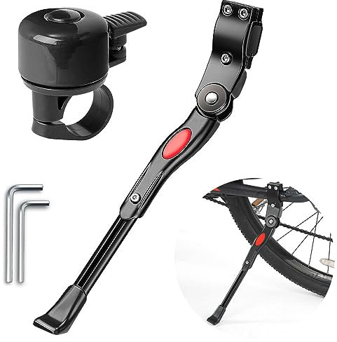 Guidre Fahrradständer 24-29 Zoll, Fahrradklingel Mountainbike, Seitenständer Aluminiumlegierung mit fahrradklingel, für Mountainbike Rennrad Fahrräder Klapprad, E-Bike, Citybikes
