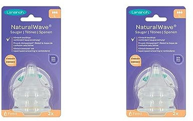 Lansinoh NaturalWave Sauger, Gr. L - schneller Milchfluss, 2 Stück (2er Pack)
