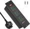Desk Power Socket with USB C PD20W, Recessed Power Strip 3 Outlets and 3 USB, Desk Power Extension Lead with Switch for Furniture Kitchen Worktops, 2M Cable, Black, HANNELORE